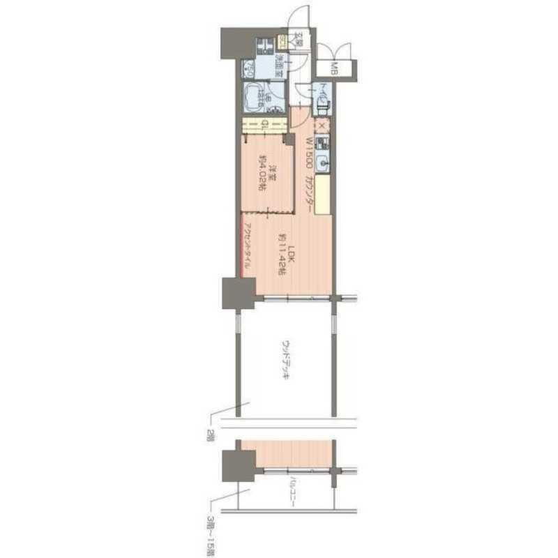 プレジオ鎗屋町(1LDK/11階)の間取り写真