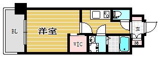 エンクレスト天神MERSII(1K/9階)の間取り写真