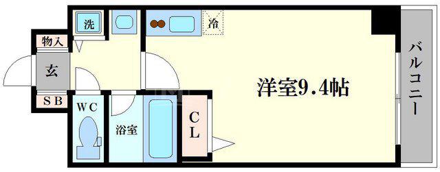 クリスタルグランツ北堀江(ワンルーム/2階)の間取り写真