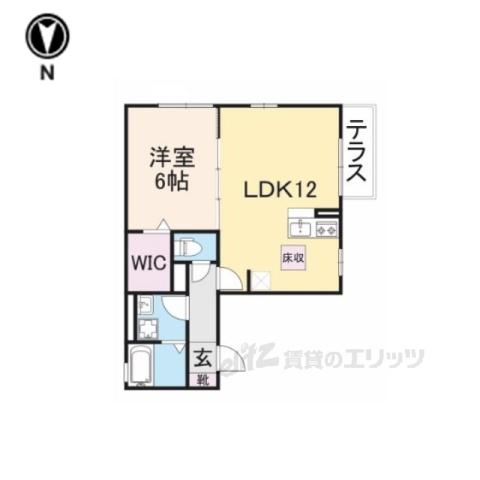 リバーラックA棟(1LDK/1階)の間取り写真