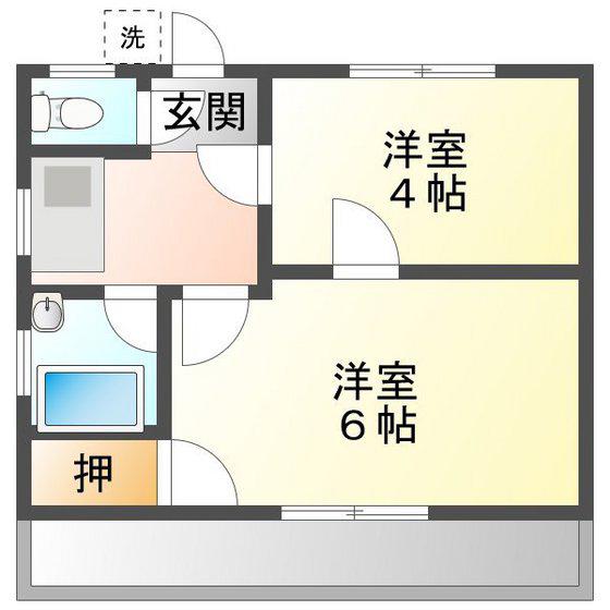 江戸橋ハイツ(2K/2階)の間取り写真