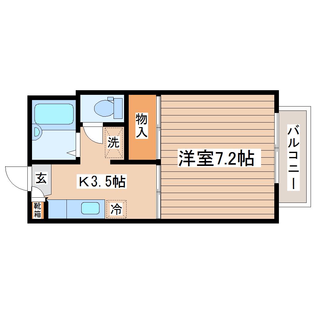 レジデンツァ ヴィラヴェルディ(1K/1階)の間取り写真