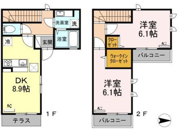 アヴァンセ(2DK/1階)の間取り写真