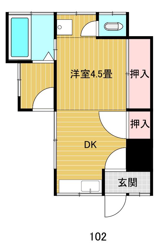 なつか清水と春の丘(1DK/1階)の間取り写真