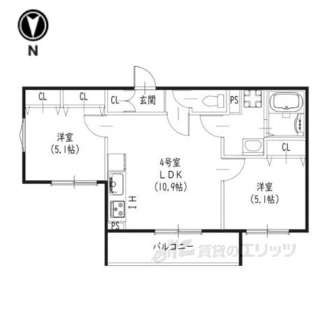 クリエオーレ北伊丹(2LDK/3階)の間取り写真
