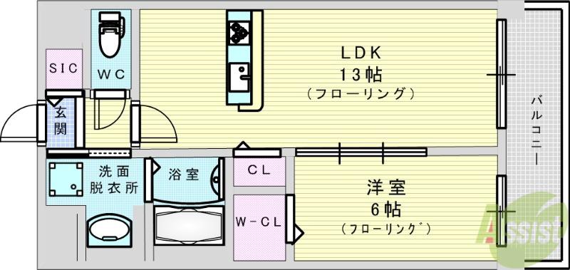 MAGNOLIA(1LDK/4階)の間取り写真