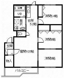 クリスタル東光(3LDK/3階)の間取り写真