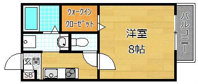 ヴェルデパエーゼ(1K/1階)の間取り写真