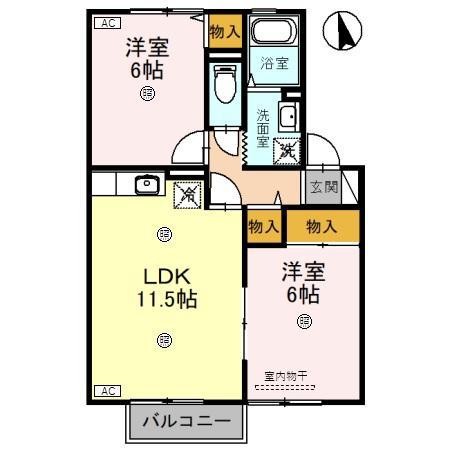 クロワッサンス(2LDK/2階)の間取り写真
