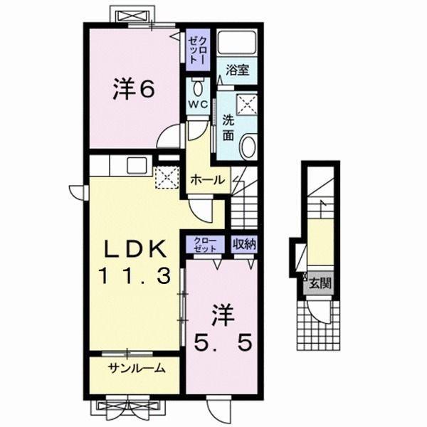 シーブリーズ A(2LDK/2階)の間取り写真