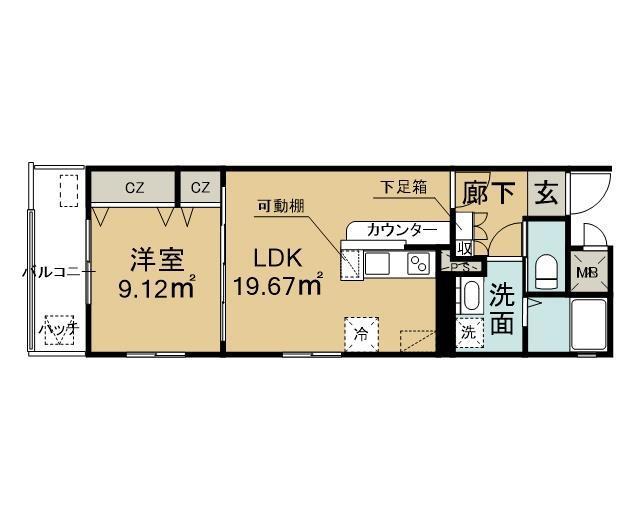 リヴェル紺屋町(1LDK/4階)の間取り写真