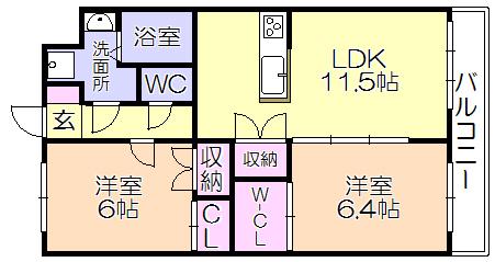 NANA THE STYLE NISHIKOKUB(2LDK/4階)の間取り写真