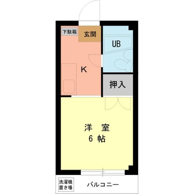 ひまわりハイム(1K/2階)の間取り写真