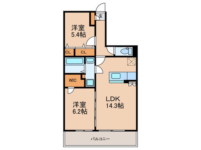 アミューザン筑紫(2LDK/1階)の間取り写真