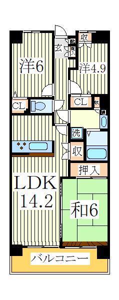 白井ロジュマン(3LDK/8階)の間取り写真
