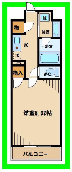 コーボック飛田給II(1K/1階)の間取り写真