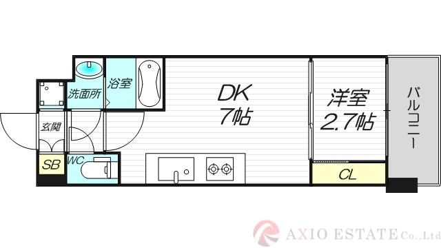 セレニテ新大阪エクラ(1DK/2階)の間取り写真