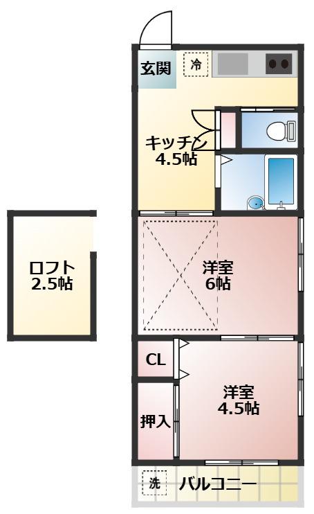 NTコーポ(2DK/1階)の間取り写真