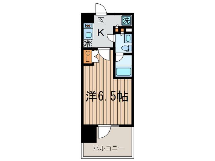 パークキューブ大井町レジデンス(1K/13階)の間取り写真