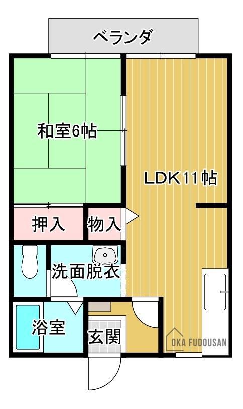 サンライフ加須B棟(1LDK/1階)の間取り写真