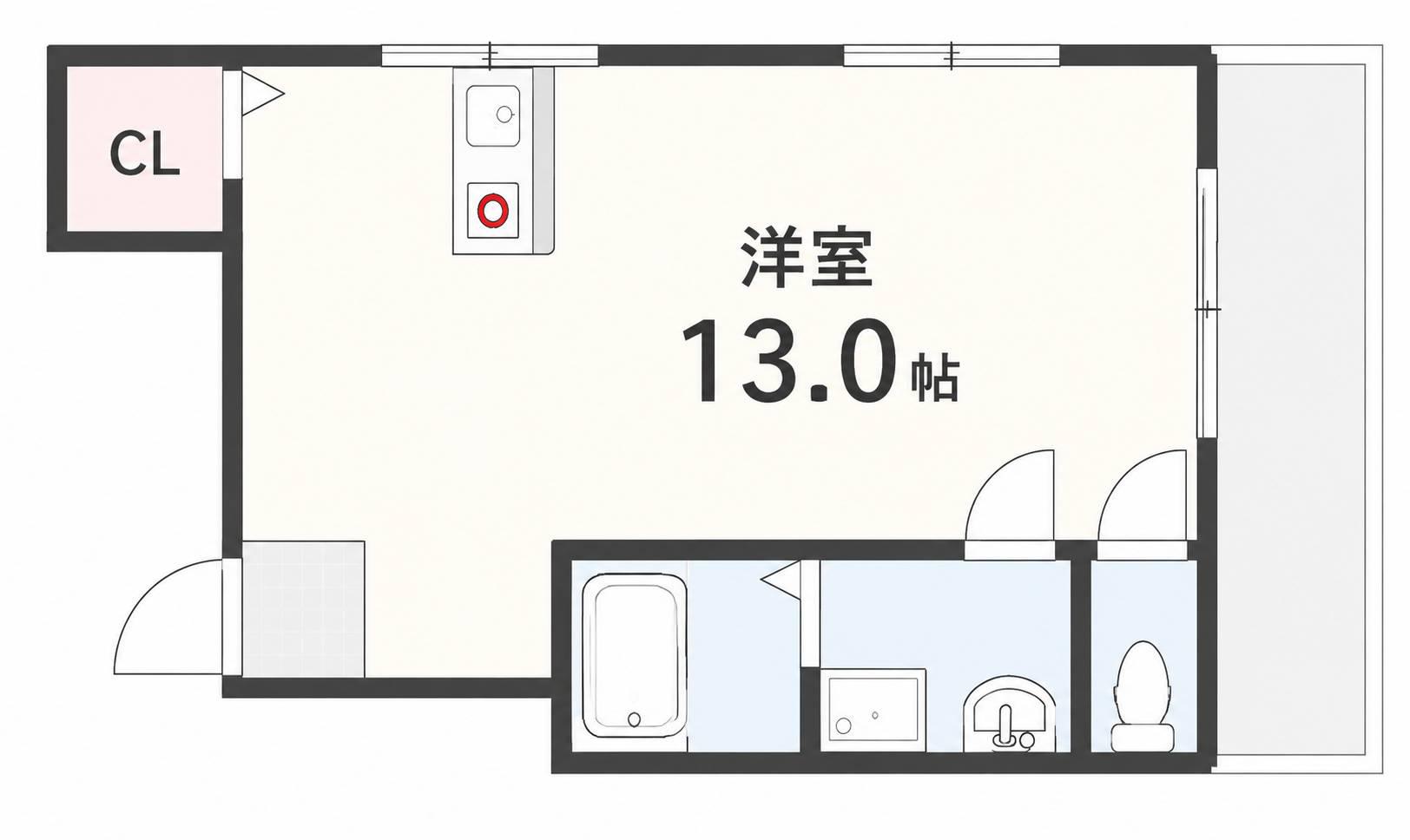 LUXES舟入(ワンルーム/3階)の間取り写真