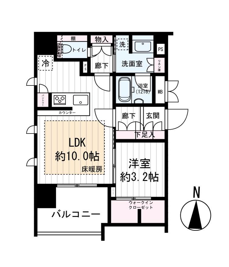 クレアホームズフラン本町橋(1LDK/3階)の間取り写真