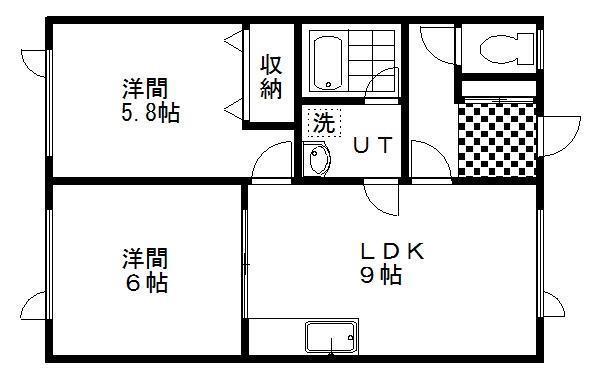 ドリームカーサ彩華II(2DK/2階)の間取り写真