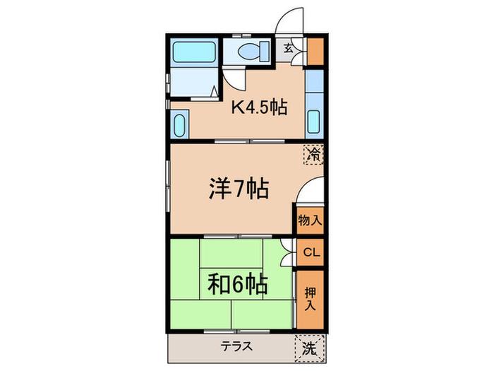 かんな荘(2K/1階)の間取り写真