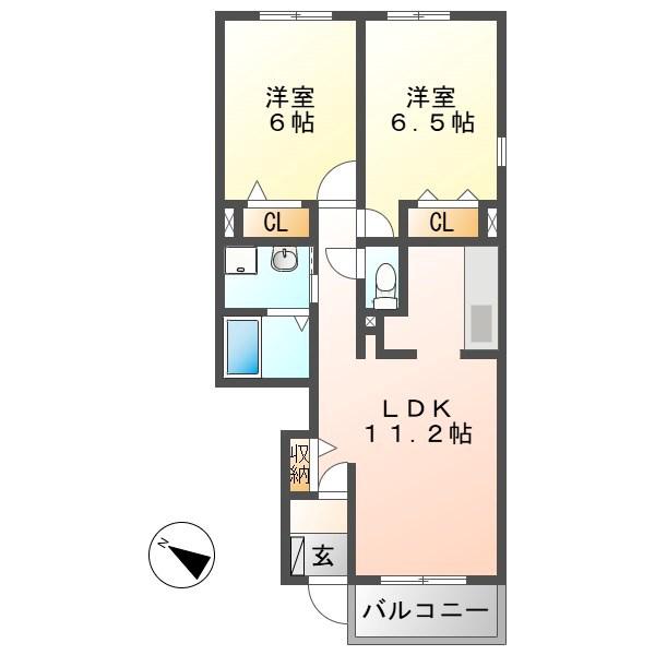 プラティエ(2LDK/1階)の間取り写真