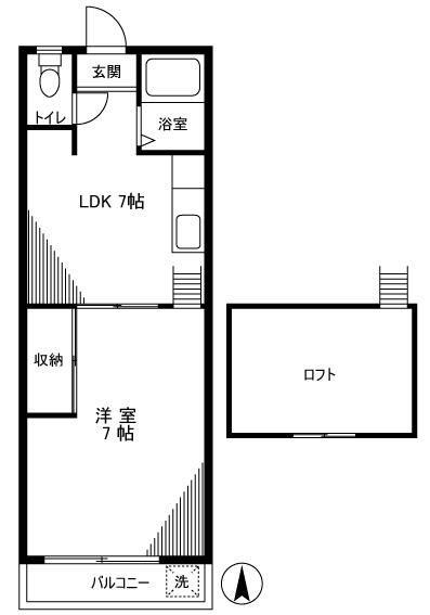 コーポ豊田(1LDK/2階)の間取り写真