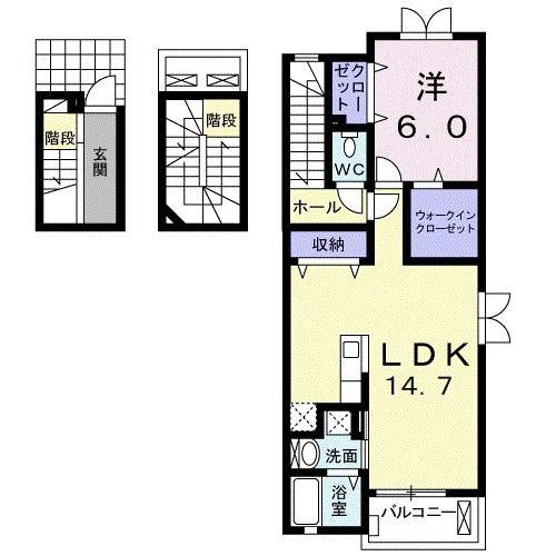 シンフォニア I(1LDK/3階)の間取り写真