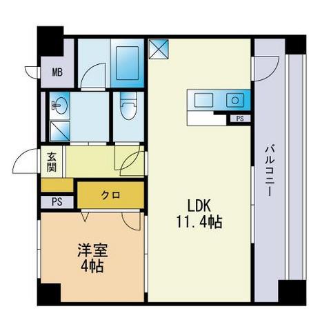ADEN箱崎駅前(1LDK/13階)の間取り写真