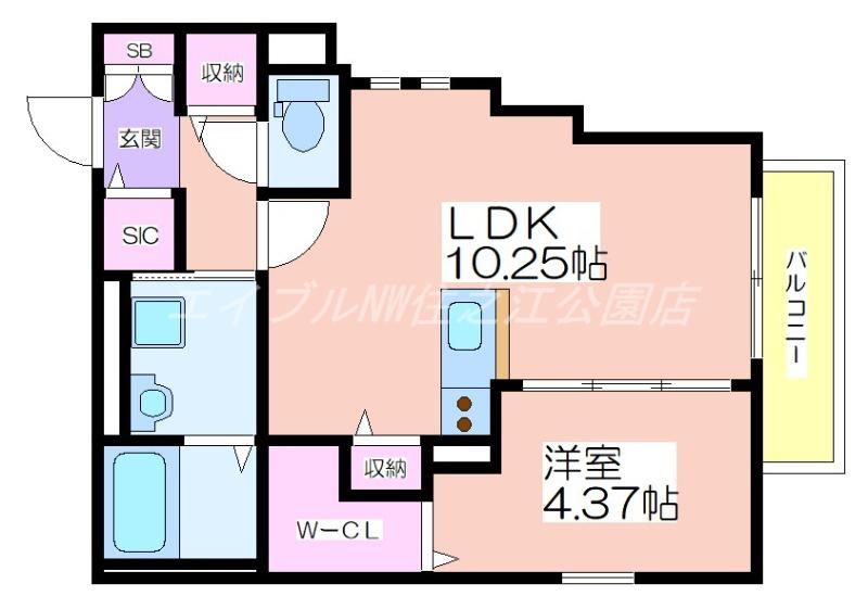住之江区浜口西1目共同(1LDK/2階)の間取り写真
