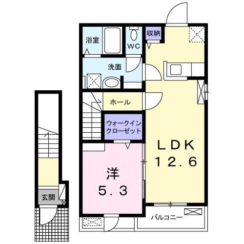 マルベリー(1LDK/2階)の間取り写真