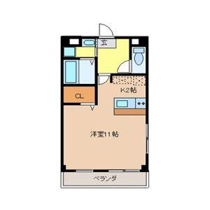 ベリーコート(ワンルーム/2階)の間取り写真