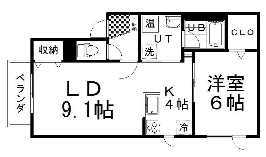 BUENA VIDA(1LDK/1階)の間取り写真