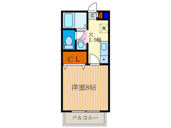 多蔵COURTII(1K/1階)の間取り写真
