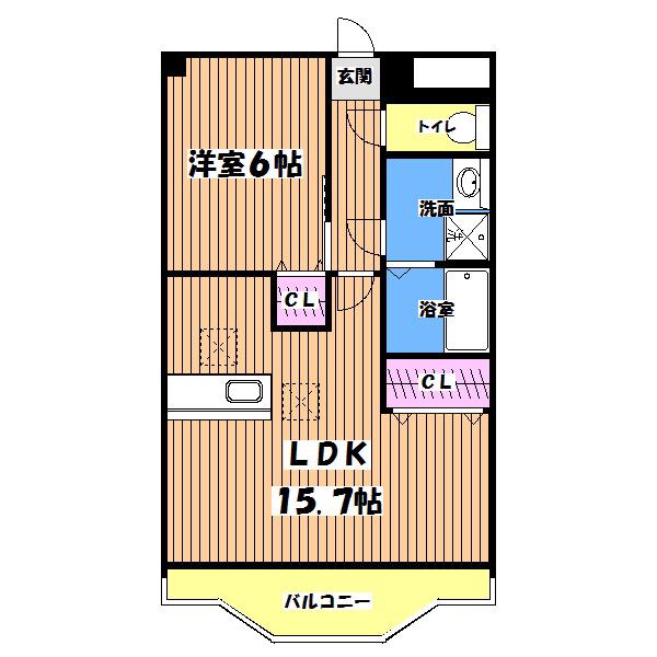 グレースマンション栄(1LDK/4階)の間取り写真