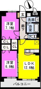 グート千早(2LDK/7階)の間取り写真