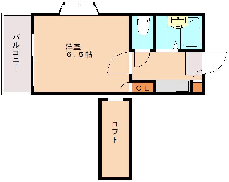 室見フラッツ(1K/1階)の間取り写真