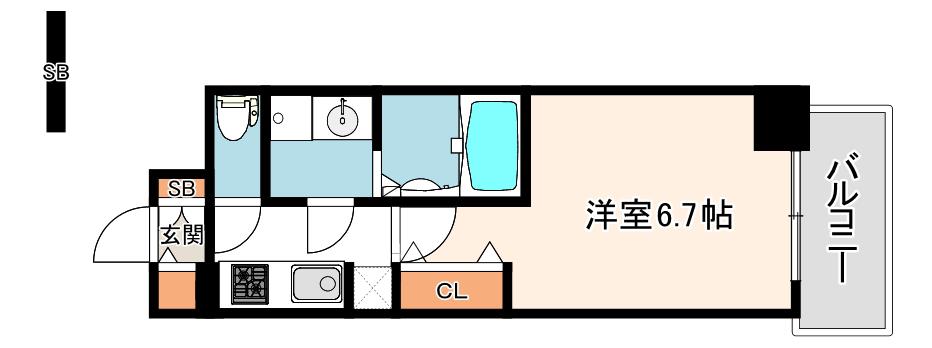ファーストフィオーレ大阪城イースト(1K/8階)の間取り写真