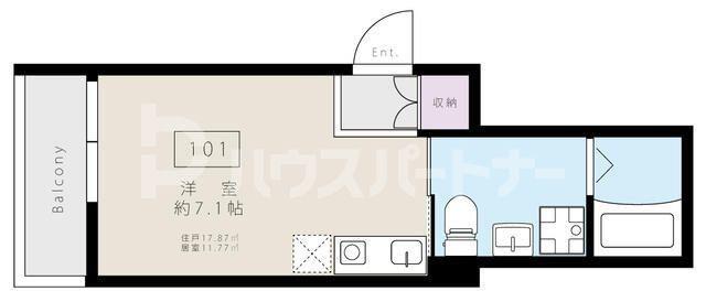 INDIGO LOTUS(ワンルーム/2階)の間取り写真