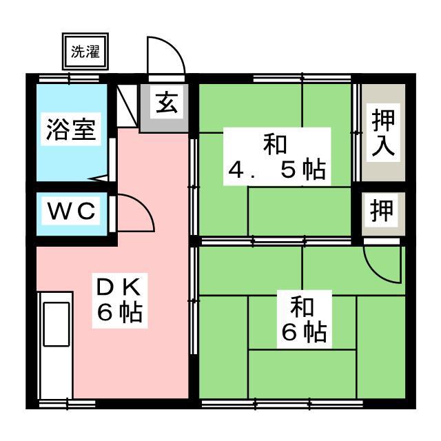 高原アパート(2DK/2階)の間取り写真