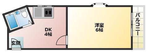 三井マンション(1DK/4階)の間取り写真