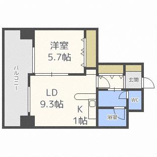 ダイアパレス北10条(1LDK/1階)の間取り写真