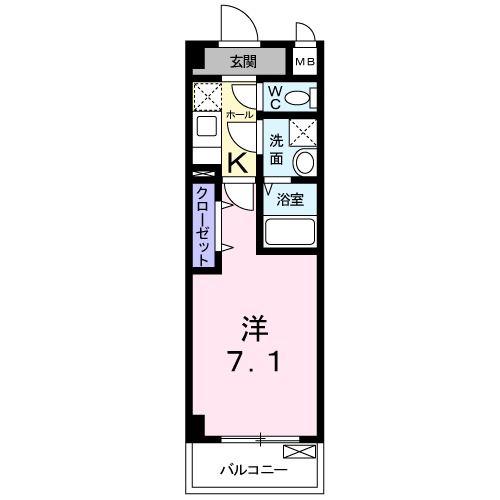 エスパシオE(1K/4階)の間取り写真