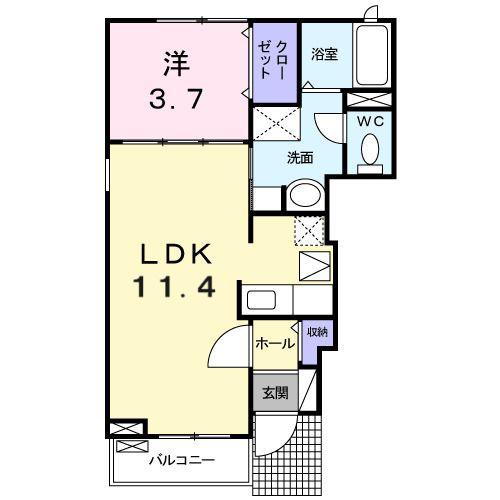 グロワール(1LDK/1階)の間取り写真
