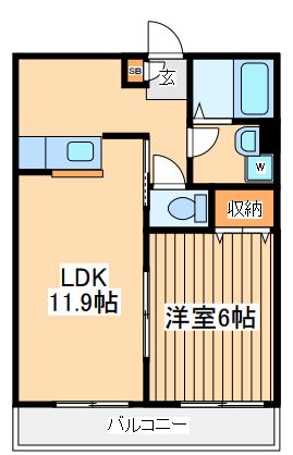 クレストイラゴ(1LDK/1階)の間取り写真