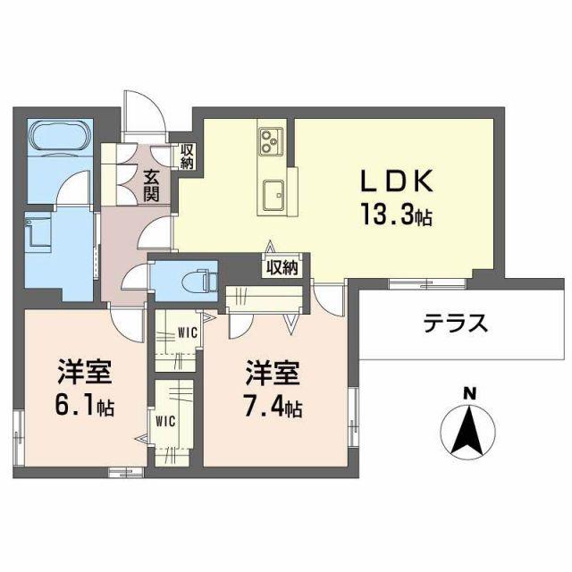 べレオ東町(2LDK/1階)の間取り写真