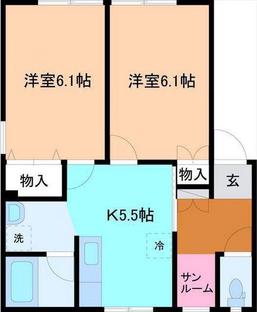ドミールV(2K/2階)の間取り写真